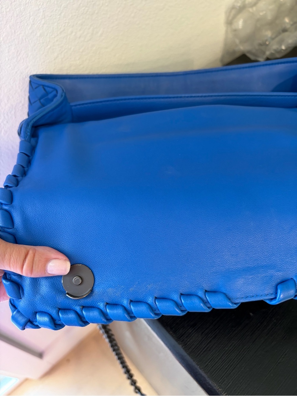 Bottega Veneta Blue Intrecciato Leather Large Olimpia Bag - Picture 15 of 16